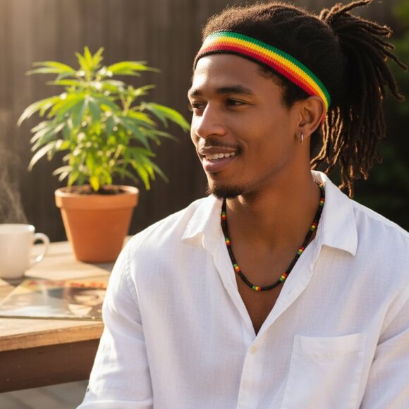 None Jewelry - 🖤 Rasta Reggae Colors Seed Bead Necklace/Choker 💚